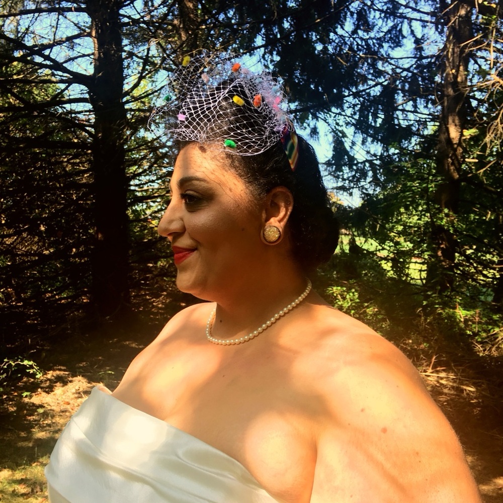 Elegant Multicolor Rainbow Dot Wedding Veil Fascinator
